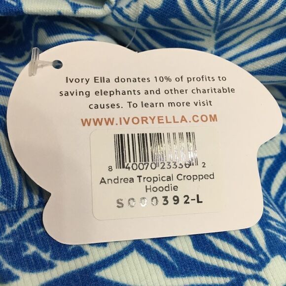 IVORY ELLA ANDREA‎ TROPICAL CROPPED PULLOVER HOODIE NWT - Picture 7 of 7